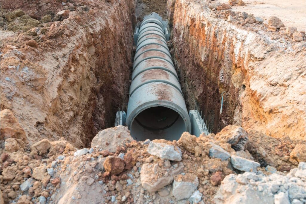 concrete drainage pipe near the construction industry